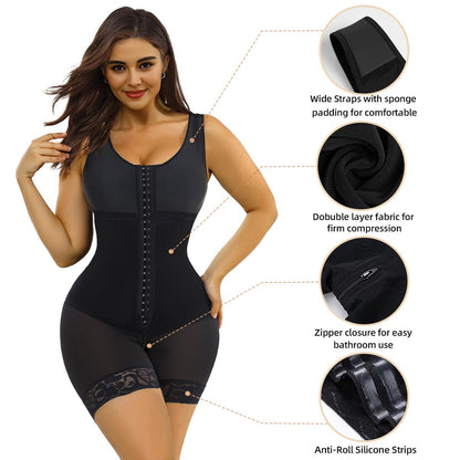 Full Body Hooked Faja Bodysuit with Zipper Crotch